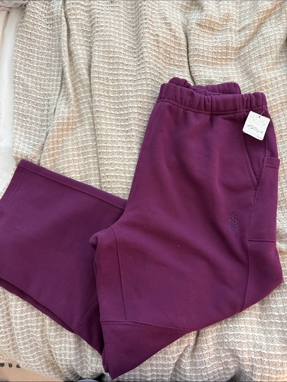 Free People Plum Fleece Barrel Leg Sweatpants